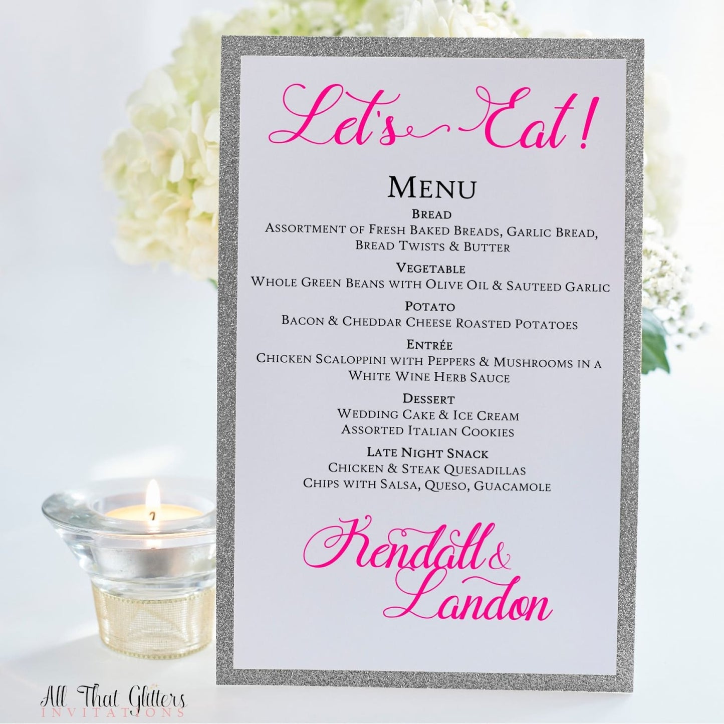 Wedding Reception Dinner Menu, Kendall - All That Glitters Invitations