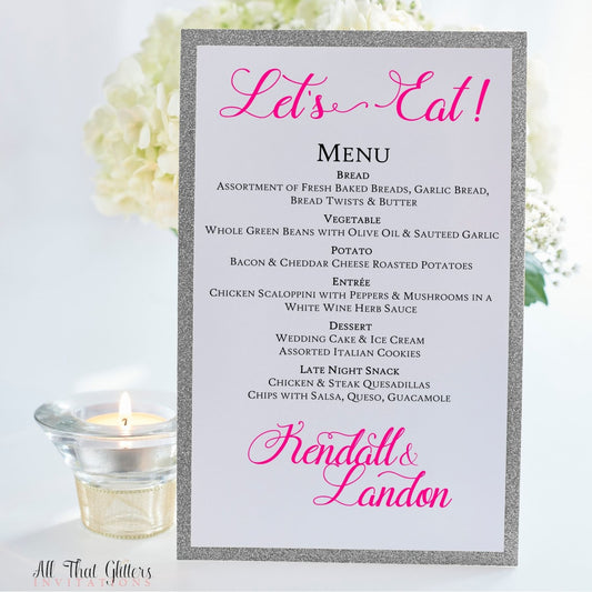 Wedding Reception Dinner Menu, Kendall - All That Glitters Invitations