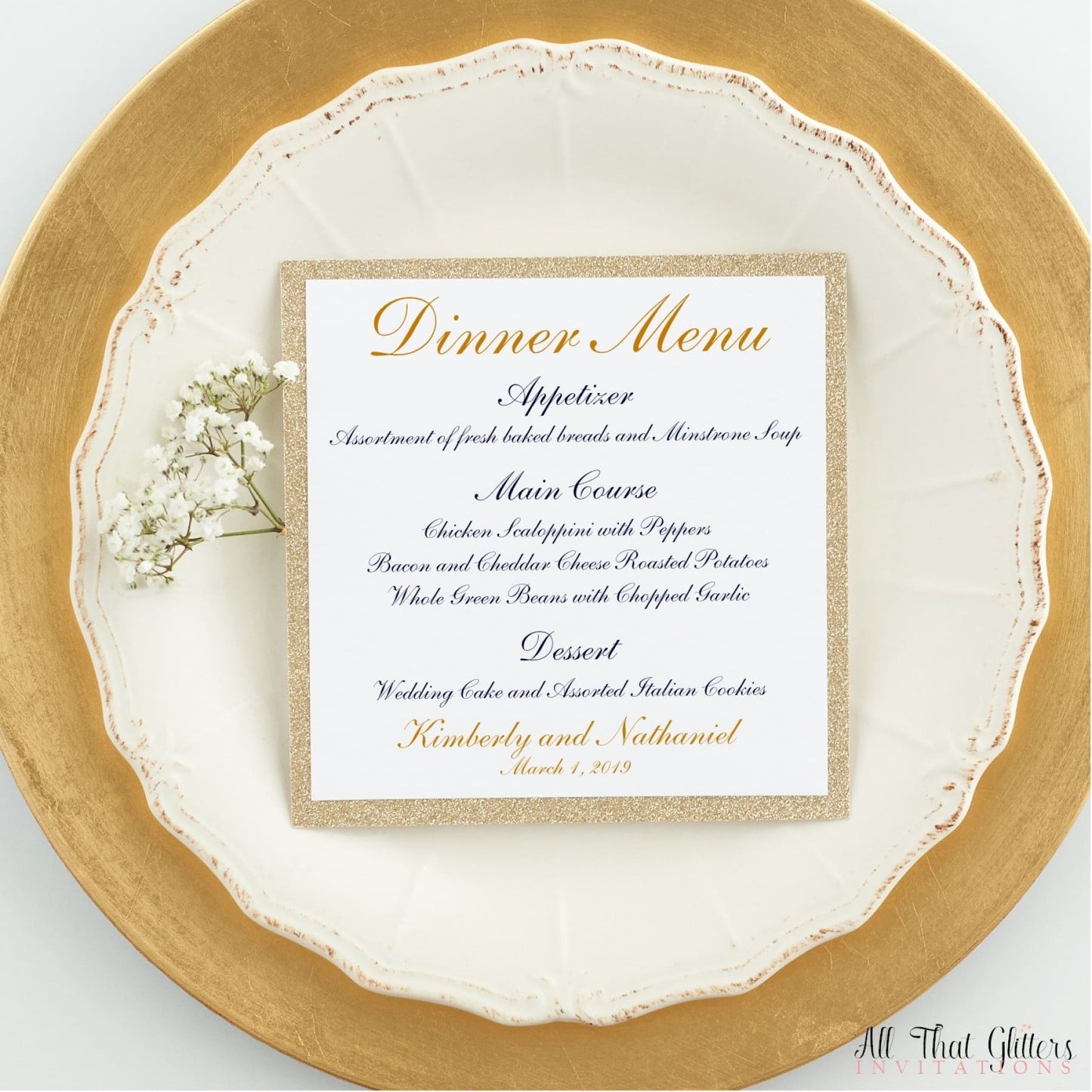Wedding Reception Dinner Menu, Kimberly - All That Glitters Invitations