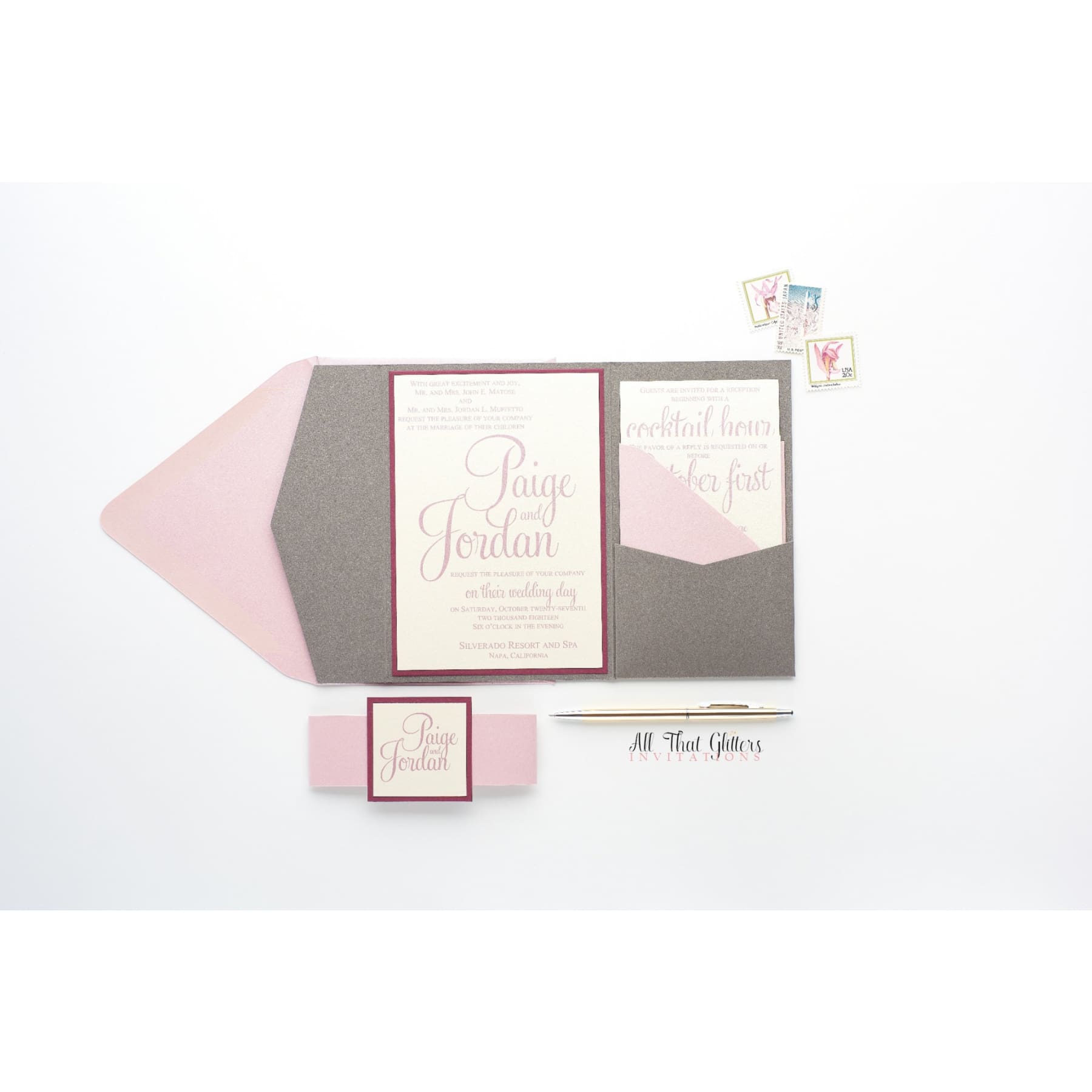 Whimsical Wedding Invitation, Paige - All That Glitters Invitations