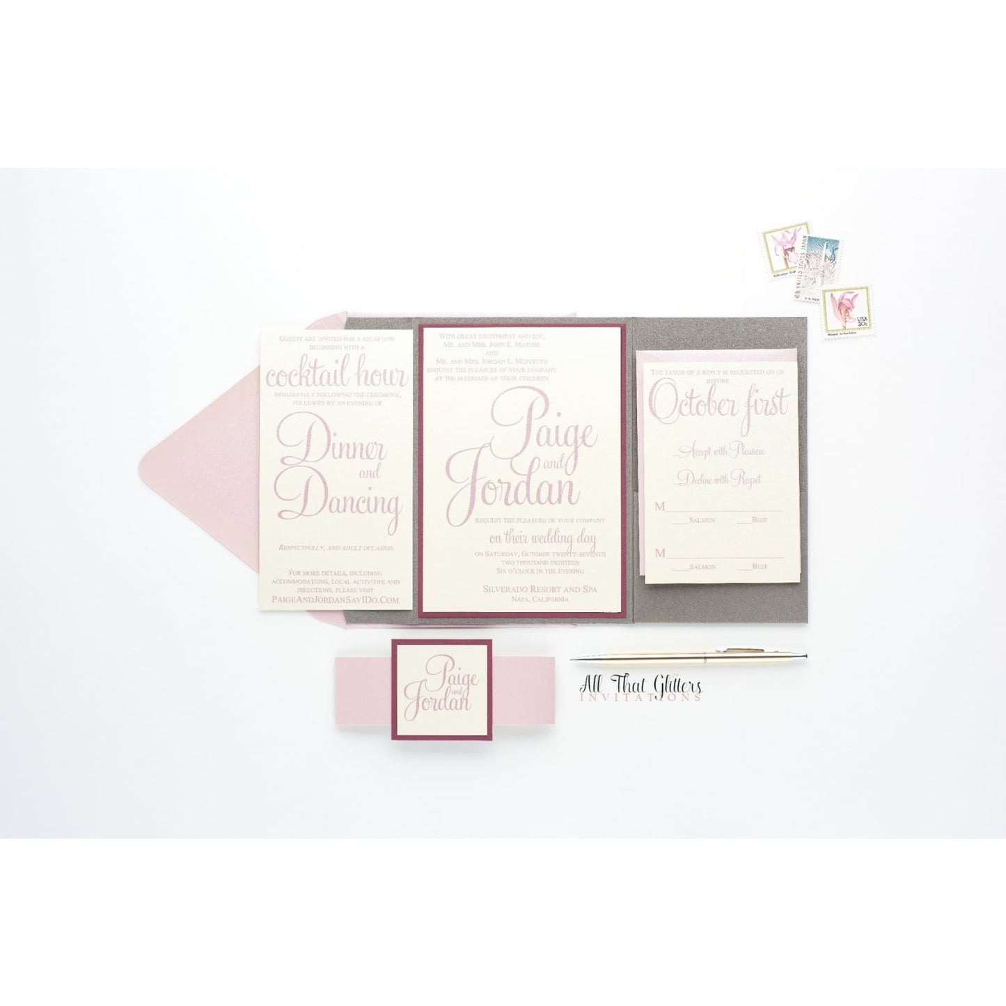 Whimsical Wedding Invitation, Paige - All That Glitters Invitations