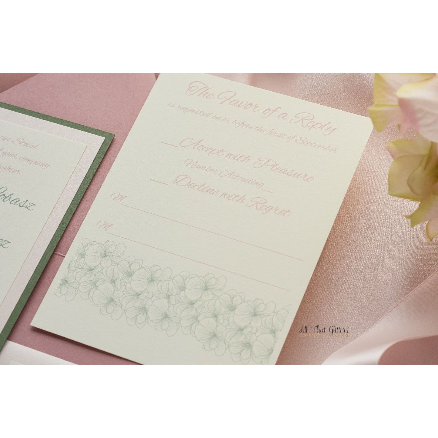 Whimsical Wedding Invitation with Flowers, Emily - All That Glitters Invitations