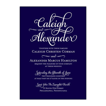 White Text on Navy Wedding Invitation - All That Glitters Invitations