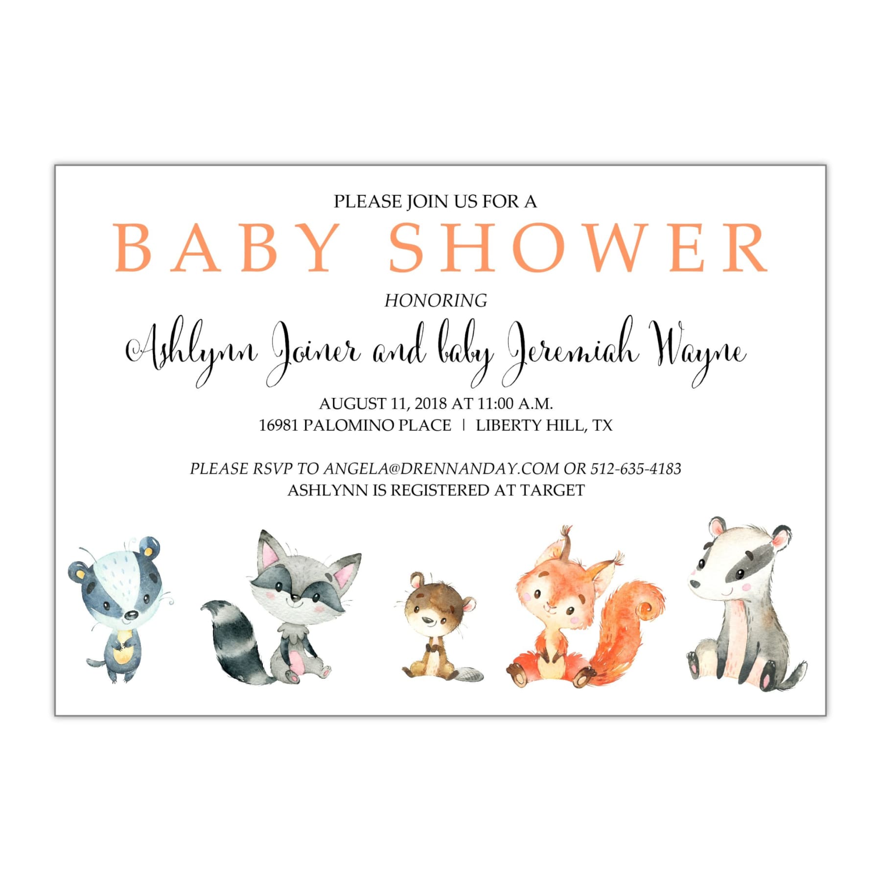 Woodland Creatures Baby Shower Invitation - All That Glitters Invitations