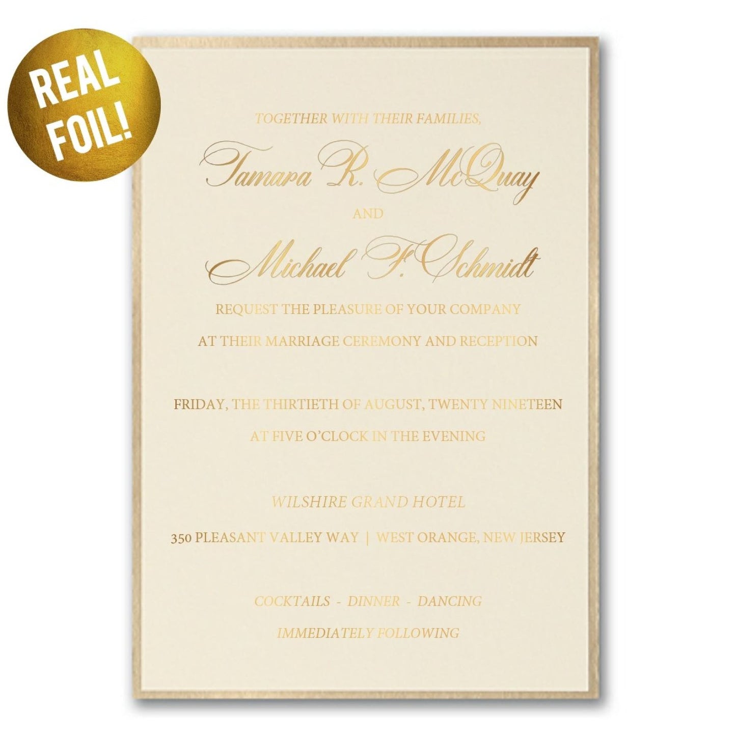 XL Fancy Foil Border Wedding Invitation - All That Glitters Invitations